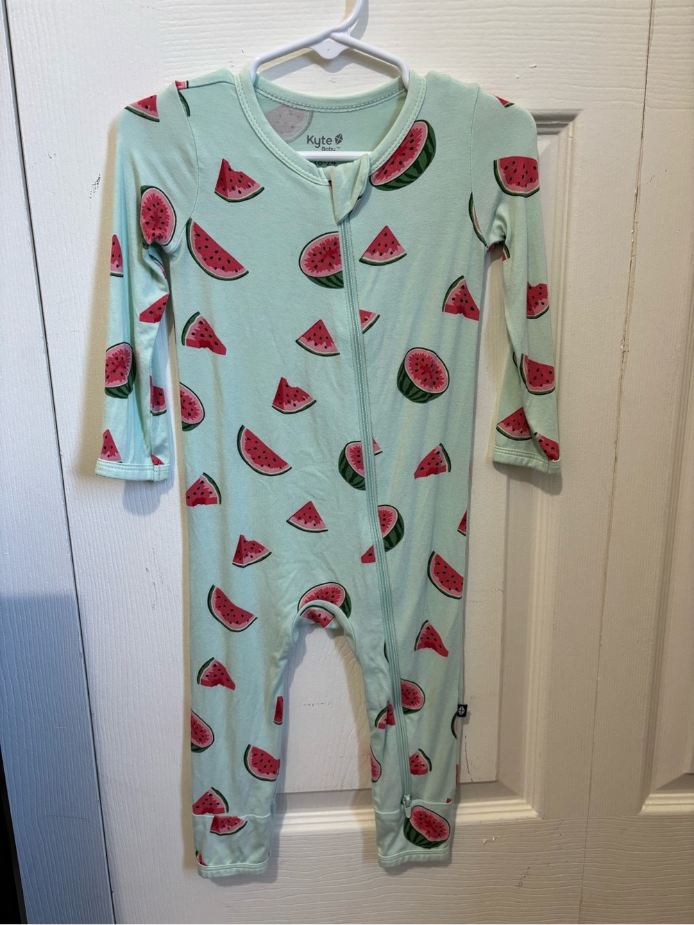 Kyte BABY Mint Watermelon Print Zipper Footie